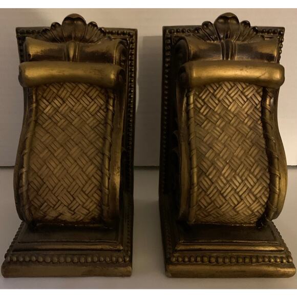 Gold Brown Corbels or Bookend Decorative Pieces Set of 2 - Picture 2 of 4